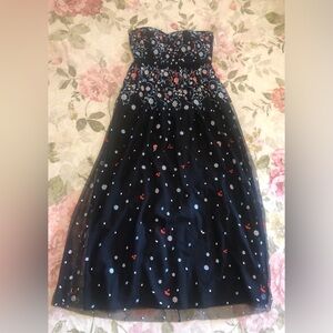 Modcloth Black Floral Embroidered Dress